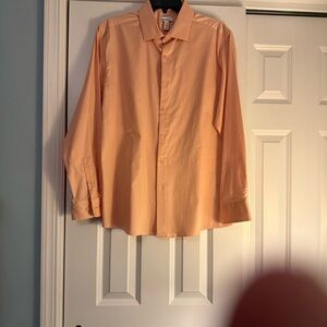 Men's Peach Dress Shirt Size L 16-16 1/2 Slim Fit